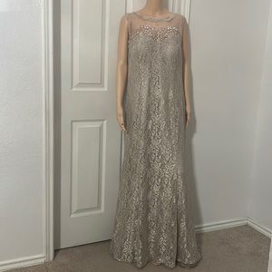 Xscape Plus Size Beaded Illusion Mermaid Dress